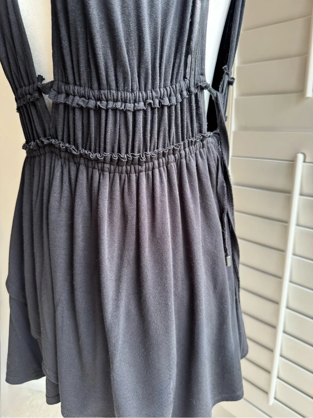 Free People Black Deep V Mini Dress